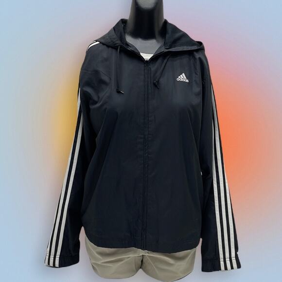 ADIDAS Women’s Medium Black / White Full Zip Lightweight Jacket - Picture 1 of 4